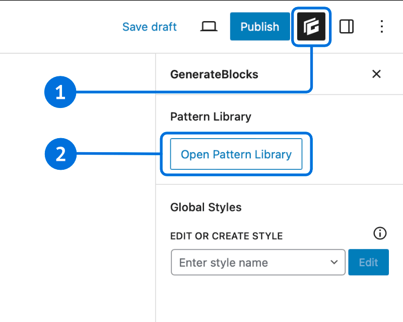 BlockEditorUI-Patterns-o Opening the Pattern Library