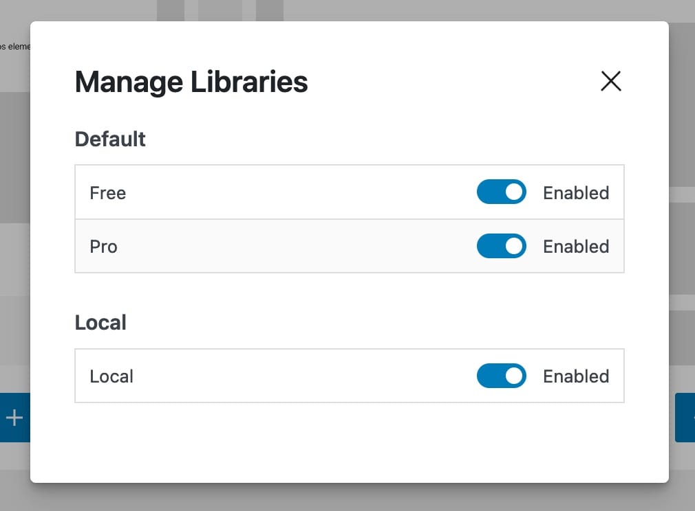 Manage the visible pattern libraries