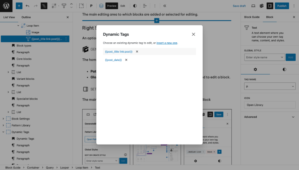 Dynamic Tags – Learn GeneratePress