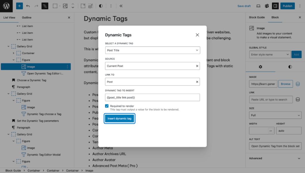 Dynamic Tags – Learn GeneratePress