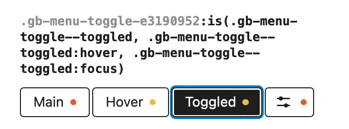 Toggled Selector for the Menu Toggle block
