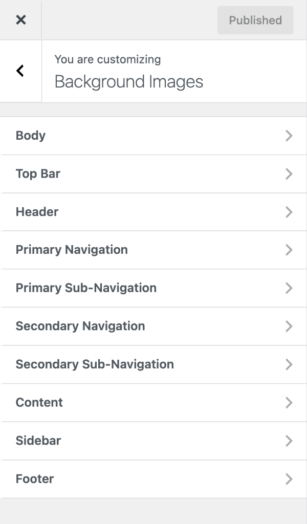 Areas in the Background Images panel