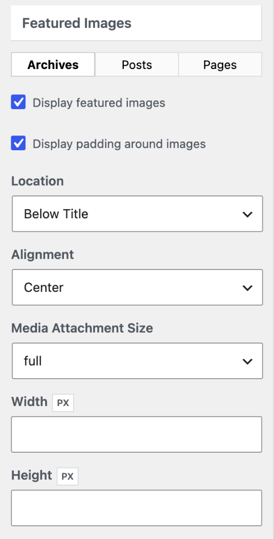 Featured Images — Posts and Pages tabs