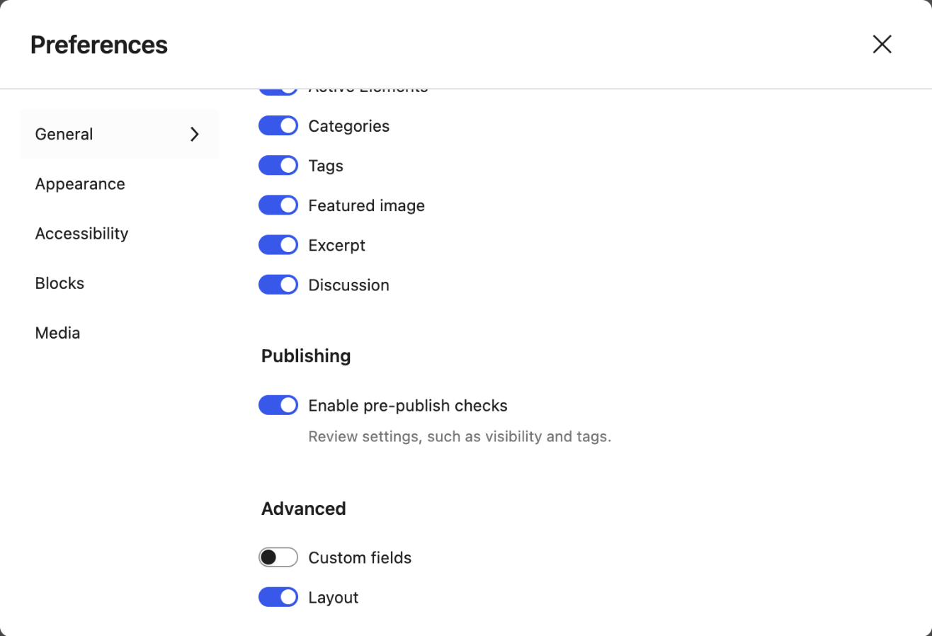 Editor Preferences → General → Advanced with the Layout toggle
