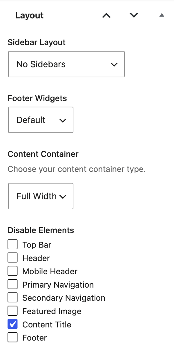 The Layout meta box in the post editor