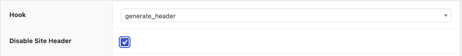 Hook set to generate_header with Disable Site Header ticked