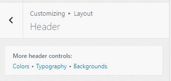 Shortcut buttons at the top of a Customizer section