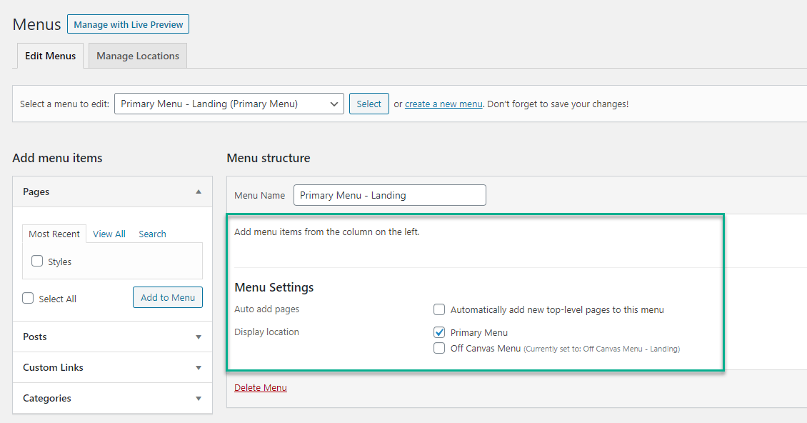 Example 1 — header with only the off-canvas toggle (2)
