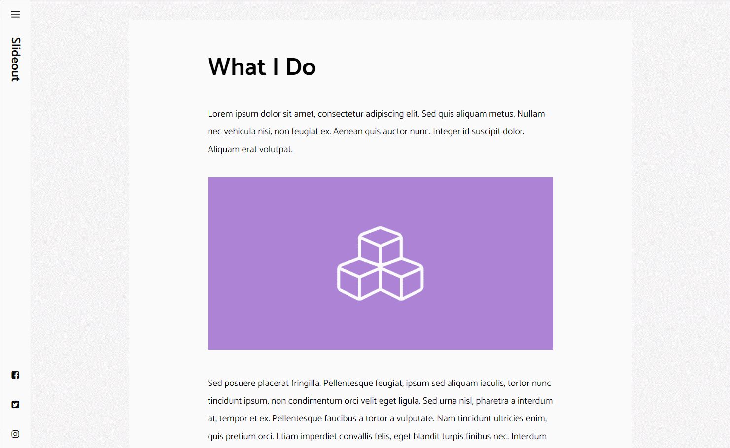 Example 4 — slim vertical icon navigation on the left with off-canvas panel
