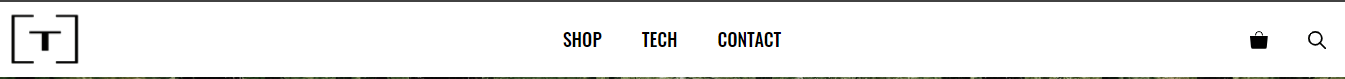 Example 6 — logo left, centred menu, search and cart icons right