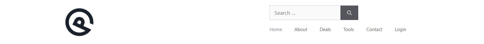 Example 8 — logo left; search widget above the menu on the right