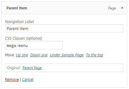 Menu structure with parent, heading and link items, and the mega-menu class on the parent (2)