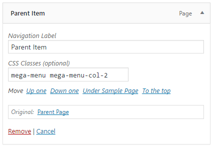 Menu structure with parent, heading and link items, and the mega-menu class on the parent (3)