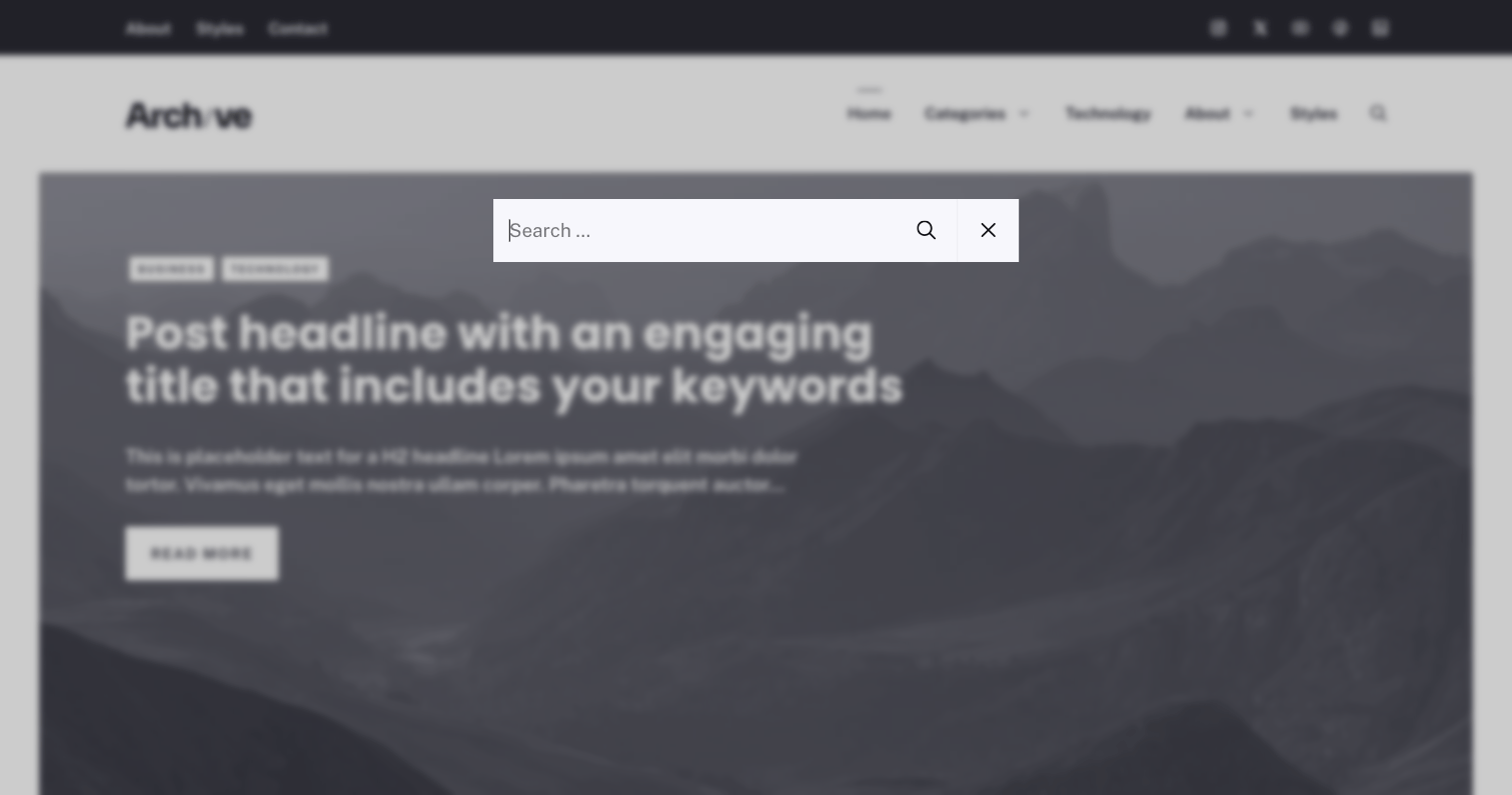 The search modal open on the front end