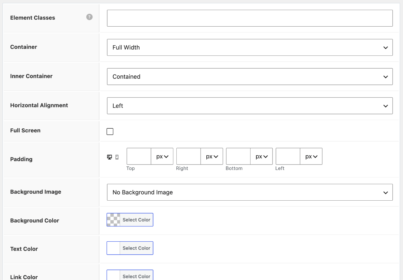 Header Element — Page Hero tab