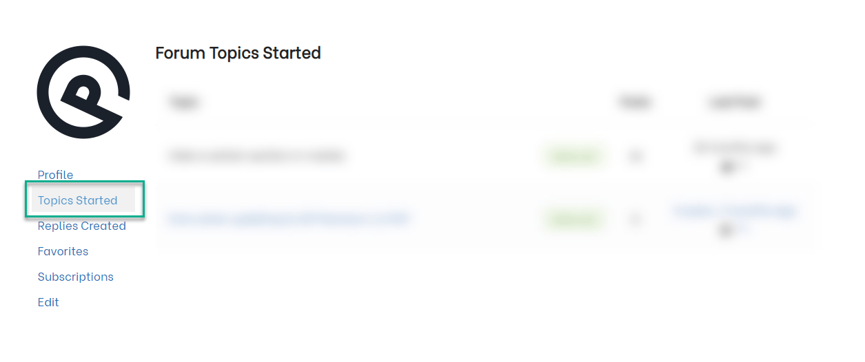 Forum profile menu, topics started, change display name (2)