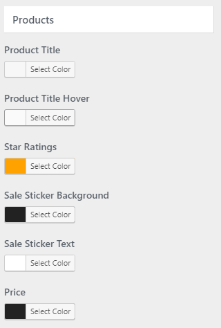 Customize → WooCommerce → Colors section with its groups (2)