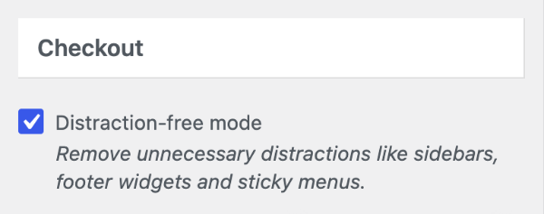 Checkout setting in the WooCommerce layout section