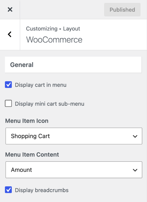 General WooCommerce layout settings